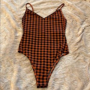 Orange and Black Checker Bodysuit
